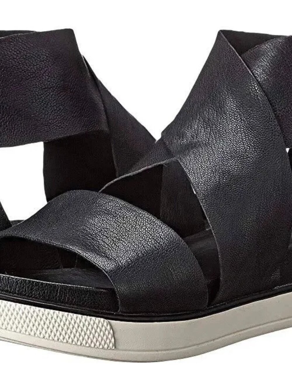 Eileen Fisher Sport Tumbled Leather Sneaker Sandal Black Sz 10